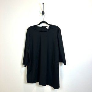 J.Jill‎ Women's XL Black Shirt Collection Diagonal Seam Tunic Blouse 3/4 SLV